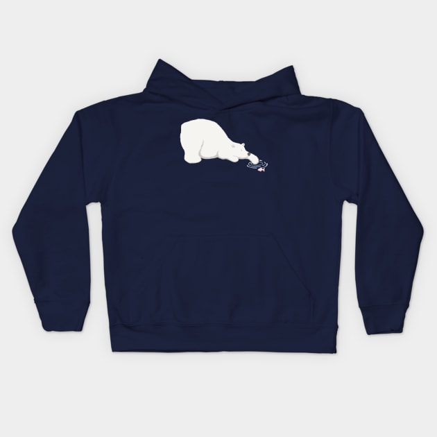 Polar Bear Goes Fishing Kids Hoodie by Erasmus-71